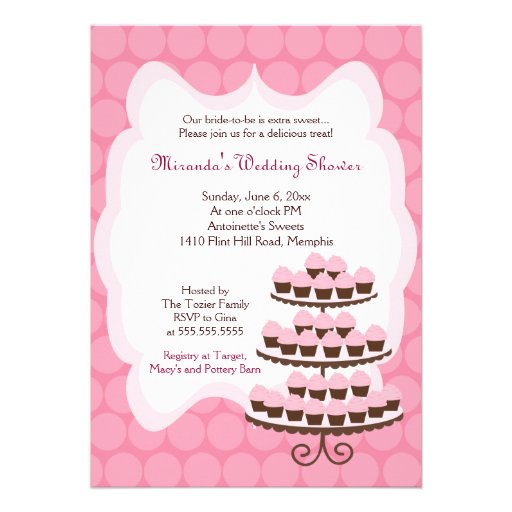 Sweet Treat Cupcake Bridal Shower 5x7 Invites