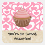 Sweet Valentine Cupcake Square Stickers