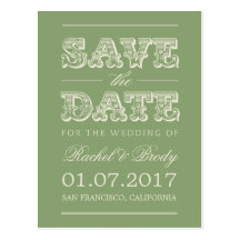 Sweet Vintage Wedding Save The Date - Green Post Cards