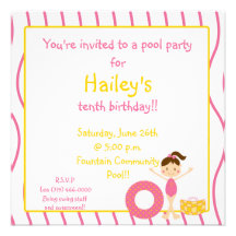 swim bday party, You're invited to a pool  ...