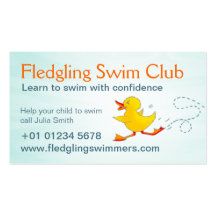 Swim club swim teachers business card