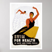 Swim For Health 1940 WPA Posters