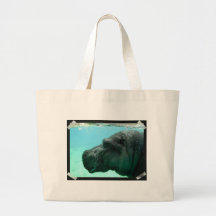 Swimming Hippo Canvas Bag