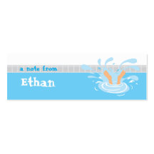 Swimming party loot bag thank you tag business card