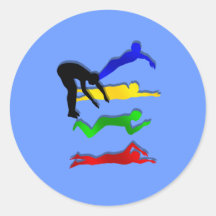 Swimming Swimmers Water Sports Swim Round Stickers