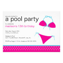 Swimsuit Pool Party Birthday Invitation