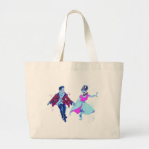 swing dancer pink poodle skirt saddle shoes canvas bags