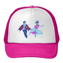 swing dancer pink poodle skirt saddle shoes mesh hat