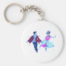 swing dancer pink poodle skirt saddle shoes key chains