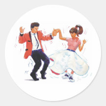 swing dancer with poodle skirt and saddle shoes stickers