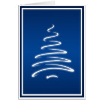 Swirl Christmas Tree in Blue and White Card