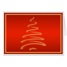 Swirl Christmas Tree in Red and Gold Card