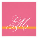 Swirl Monogram Wedding Invitations Pink