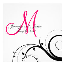 Swirl Monogram Wedding Save the Date Back View Personalized Invitation