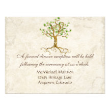 Swirl Tree Root Antiqued Sage Reception Invite
