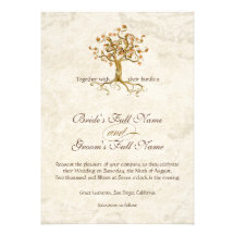 Swirl Tree Roots Antiqued Parchment Monogrammed Custom Announcement