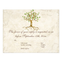 Swirl Tree Roots Antiqued Sage RSVP Response Card Invites