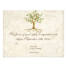 Swirl Tree Roots Antiqued Sage RSVP Response Card Personalised Invitation