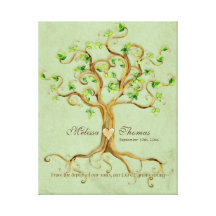 Swirl Tree Roots Antiqued Sage Wedding Gift Art Stretched Canvas Print