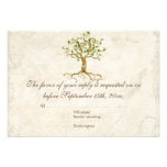 Swirl Tree Roots Antiqued Tan RSVP Response Card Personalized Invite