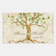 Swirl Tree Roots Antiqued Wedding Matching Seals Sticker