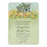 Swirled Flower Love Birds Tree Wedding Invitation