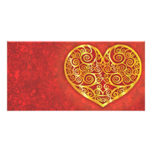 Swirled Love Gold Customized Photo Card