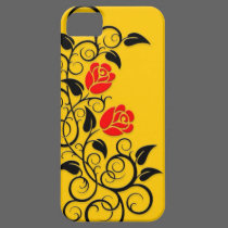 Swirling Red Roses, yellow background casemate cases