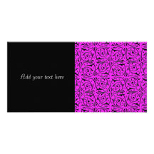 Swirling Vines on Shocking Pink Photo Greeting Card