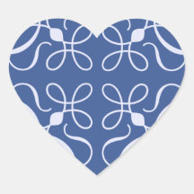 Swirls in Blue Heart Sticker