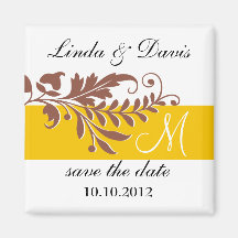 Swirls Wedding Monogram Save The Date Magnet