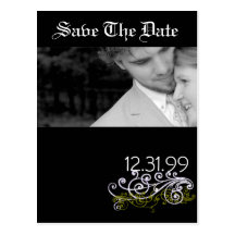 Swirly Black & White Save The Date Postcards
