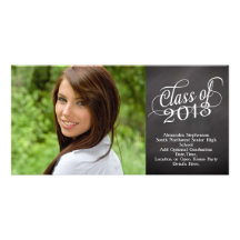 Swirly Chalkboard Class of 2013 Customized Photo Card
