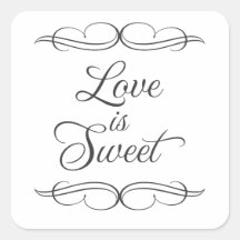 Swirly classic Love is Sweet Candy Buffet Sticker