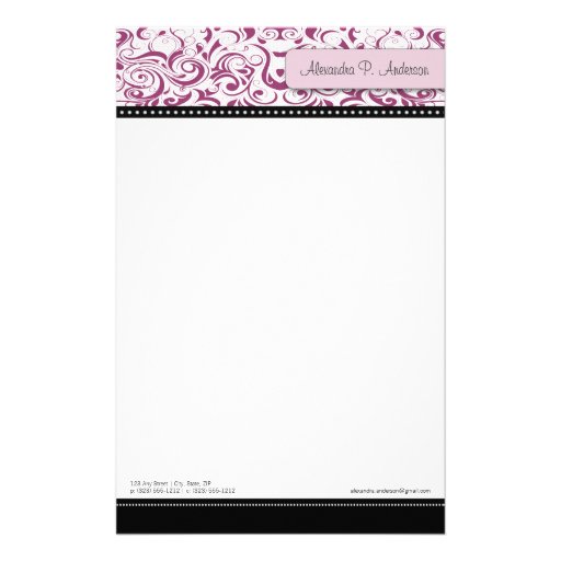 Swirly Fuschia Boutique Designer Stationery