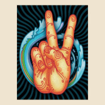 Swirly Peace Hand posters