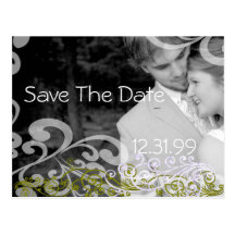 Swirly Photo Save The Date Post Card