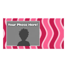 Swirly Pink Striped Personalized Photo Card