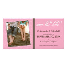 Swirly-Q Pink/Brown Save the Date Announcement Photo Cards