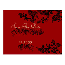 Swirly Vintage Save The Date Floral Damask Post Cards