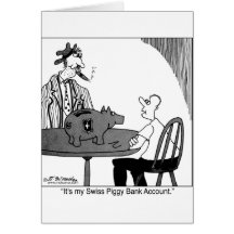 Swiss Piggy Bank Account Greeting Card