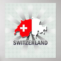 Switzerland Flag Map 2.0 Posters