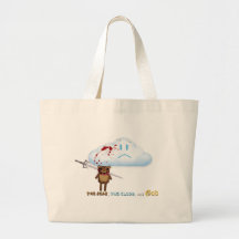 Sword through bear's head and cloud canvas bags