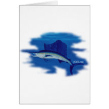 Swordfish on the prowl greeting cards