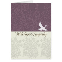 Sympathy card with dove, deepest sympathy