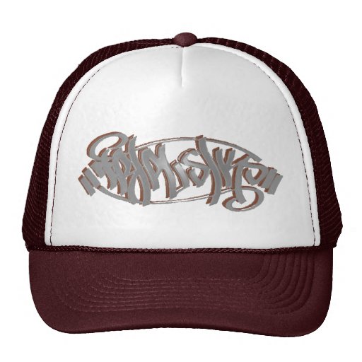 T6 scribble tag logo mesh hats