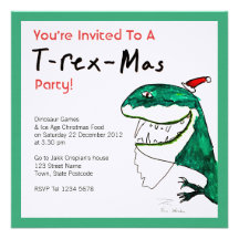 T-Rex-Mas Christmas Square Invitation Card