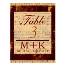 Table no wedding music note modern postcard