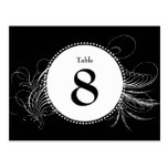 Table Number Black & White Feathered Post Card