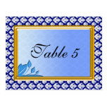 Table Number Card Art Nouveau Blue Damask Postcard
